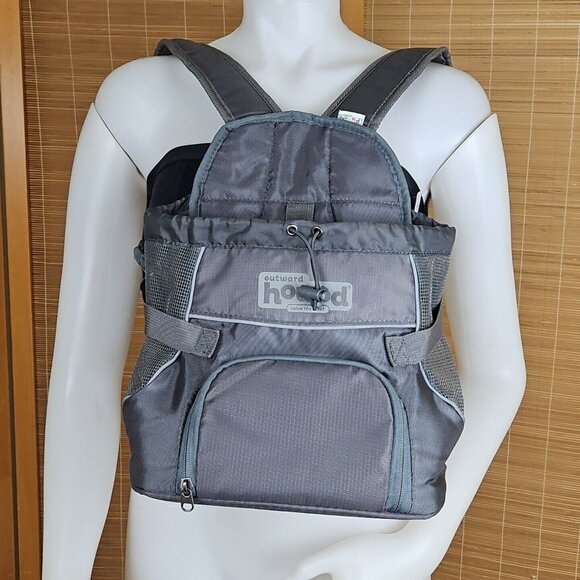 Outward Hound Dog Backpack Ripstop Pet Carrier Bag Padded Small Gray Cargo Pkts - Picture 2 of 12